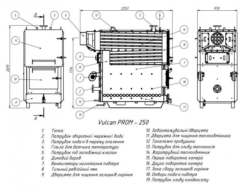 Котел твердотопливный стальной Thermo Alliance Vulcan PROM 250 VPROM250 фото