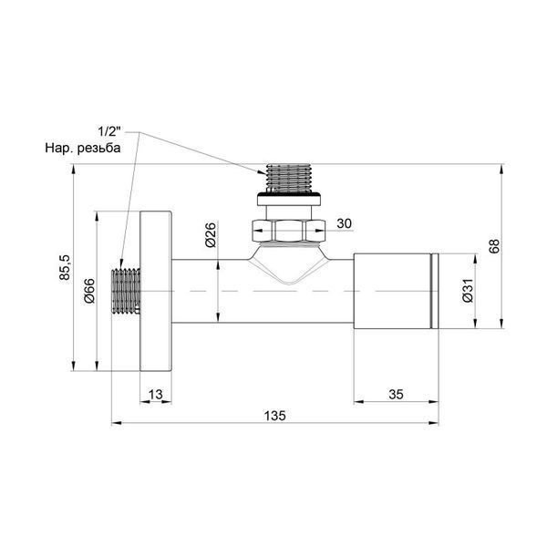 Комплект кранів SD Forte 1/2" НР для рушникосушарки кутовий SF395W15 SF395W15 фото
