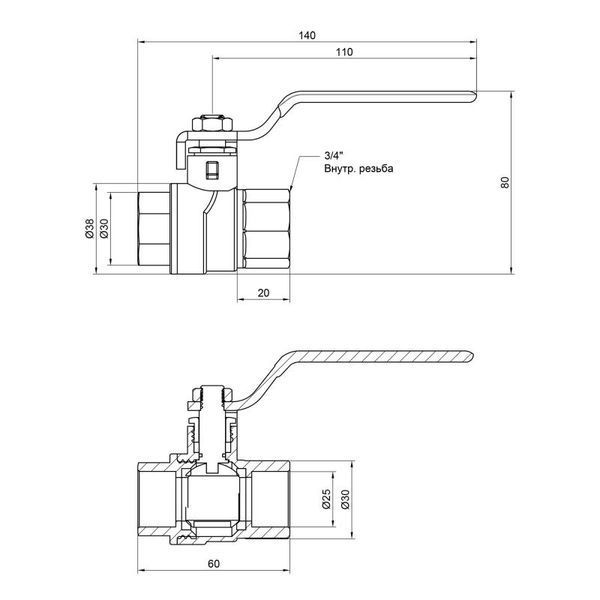 Кран шаровой SD Forte 3/4" ВР для воды (ручка) SF600W20 SF600W20 фото