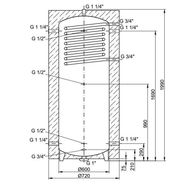 Теплоакумулятор Thermo Alliance TAI-10 500 з теплообмінником 1,4 кв. м з ізоляцією 60 мм TAI0150060 фото