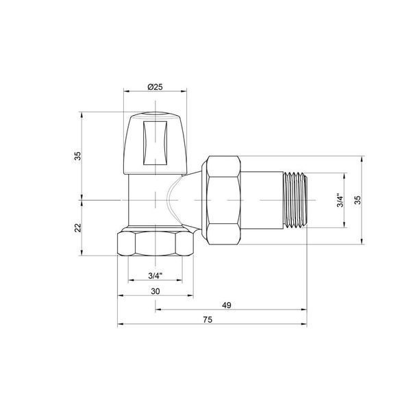 Кран радіаторний Icma 3/4" кутовий без ручки №805 82805AE06 фото