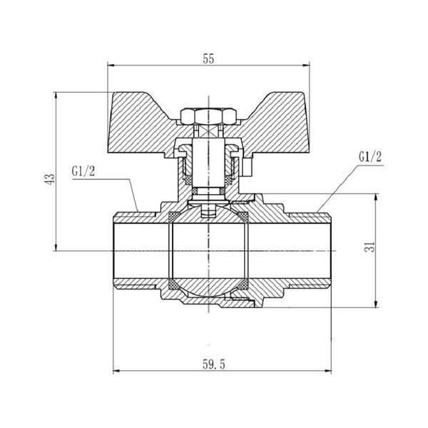 Кран шаровой SD Forte 1/2" НР для воды (бабочка) SF606W15 SF606W15 фото