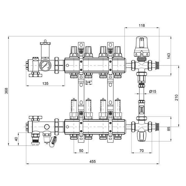 Коллекторная группа Icma 1" 4 выхода, с расходомером №K0111 A1K013APJ06 фото