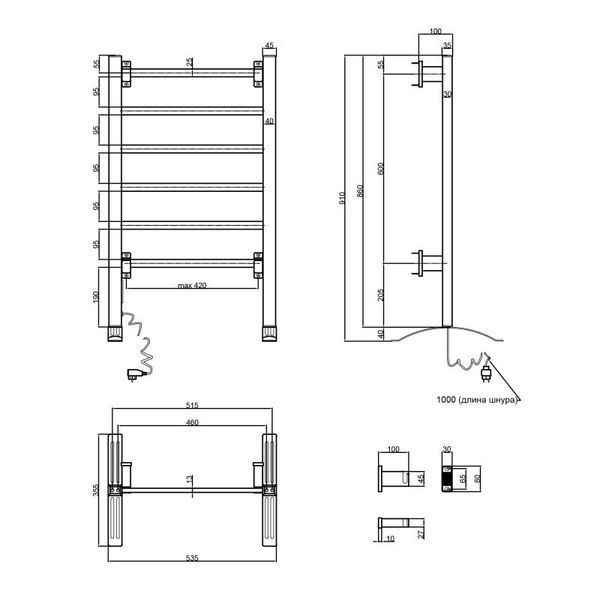 Полотенцесушитель электрический Qtap Arvin (SIL) 32706 SD00034700 фото