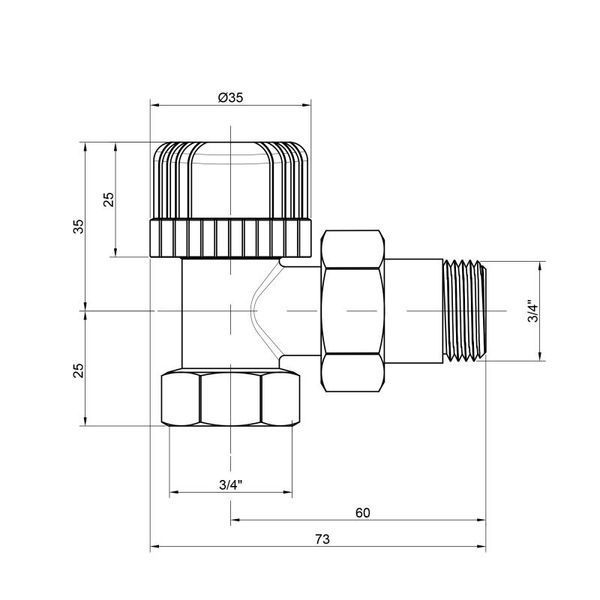 Кран радиаторный Icma 3/4" 28х1,5 угловой №774 82774AE06 фото