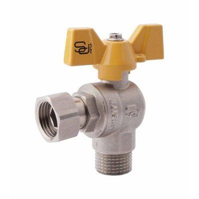 Кран кульовий з накидною гайкою SD Forte 3/4" ВЗ для газа угловой SF225G20 SD00017980 фото