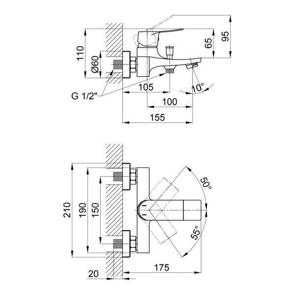 Смеситель для ванны Qtap Nihonto 3022101DCB QTNH3022101DCB фото