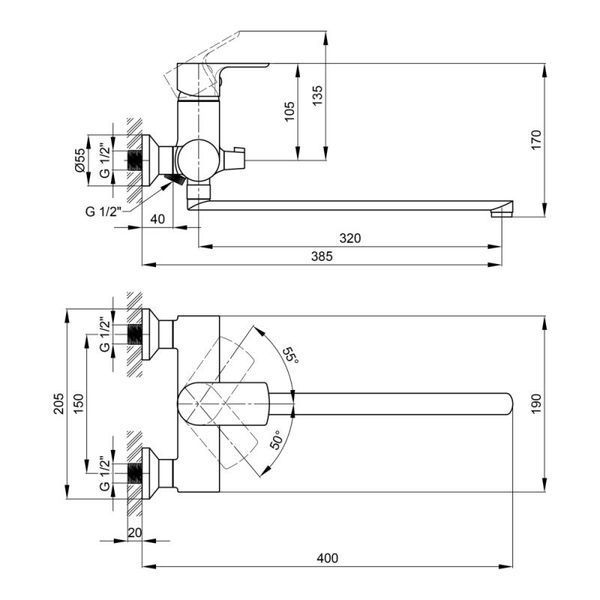 Смеситель для ванны Qtap Flaja 3210102GC QTFLA3210102GC фото