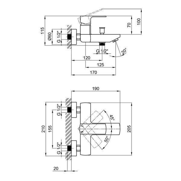 Смеситель для ванны Qtap Lipno 3023101DG QTNH3023101DG фото