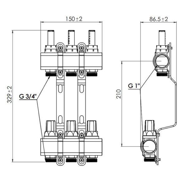 Коллектор с расходомерами SD Forte 1" 3 выхода SF001W3 SF001W3 фото