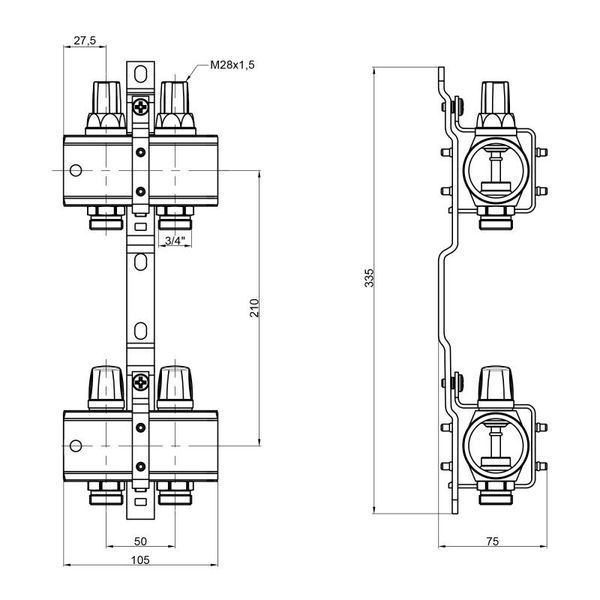 Коллектор Icma 1" 2 выхода, без расходомера №K005 87K005PG06 фото