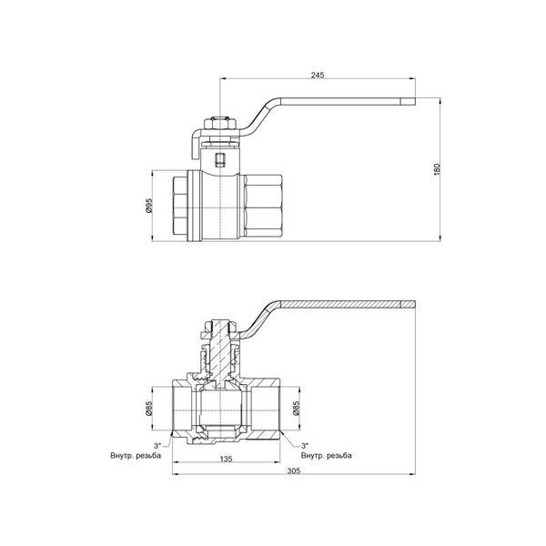 Кран кульовий SD Plus 3" ВР для води (важіль) SD600W76 SD600W76 фото