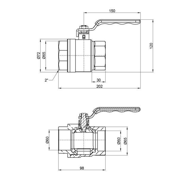 Кран шаровой SD Plus 2" ВР для воды (рычаг) SD600NW50PN40 SD600NW50PN40 фото