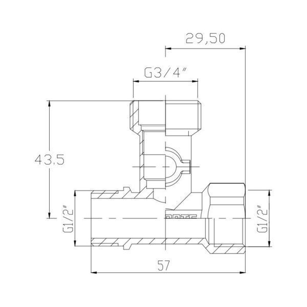 Кран приладовий кульовий SD Forte 1/2"х3/4"х1/2" SF186W152015 SF186W152015 фото