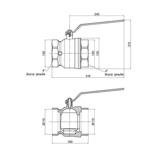 Кран кульовий SD Plus 4" ВР для води (важіль) SD600W100 SD600W100 фото