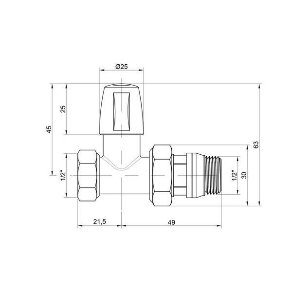 Кран радиаторный Icma 1/2" с антипротечкой прямой без ручки №815+940 82815AD06940 фото