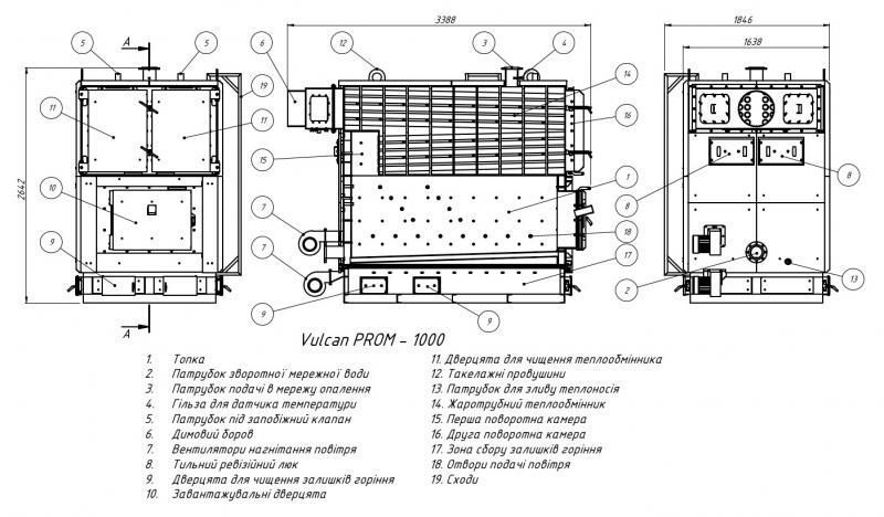 Котел твердопаливний сталевий Thermo Alliance Vulcan PROM 1000 VPROM1000 фото